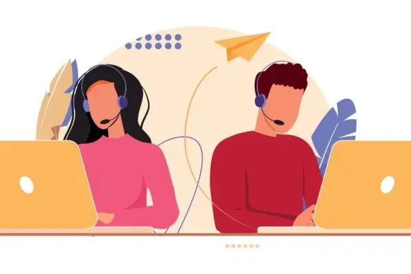 Customer service, call center, hotline flat vector illustration.