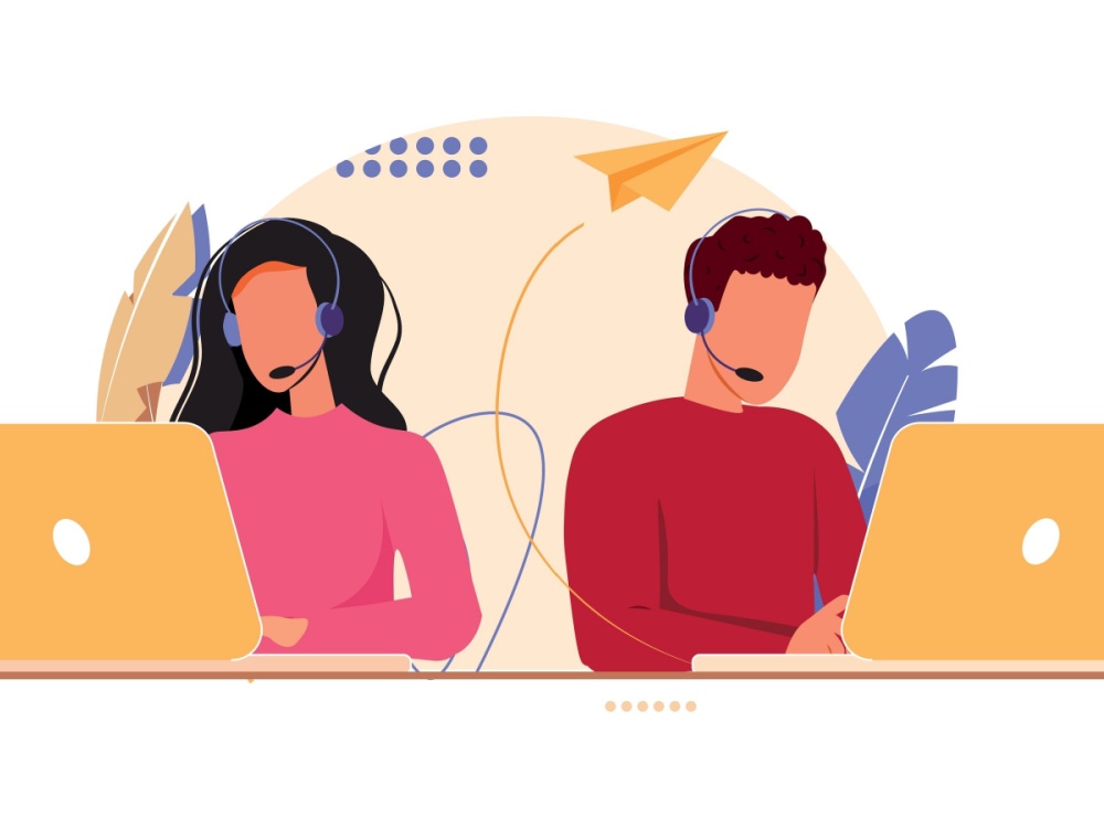 Customer service, call center, hotline flat vector illustration.