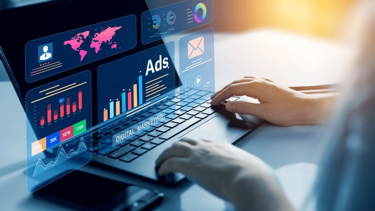 Law firm marketing manager analyzing Google Ads lead cost and CPL data on a digital dashboard