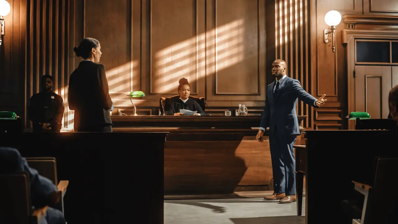 Male criminal defense attorney passionately defending a client in court — how hard is it to be a criminal defense lawyer?