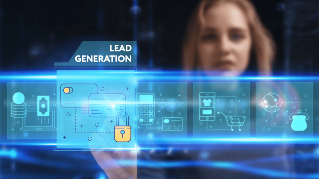 Lead generation security concept with digital lock interface