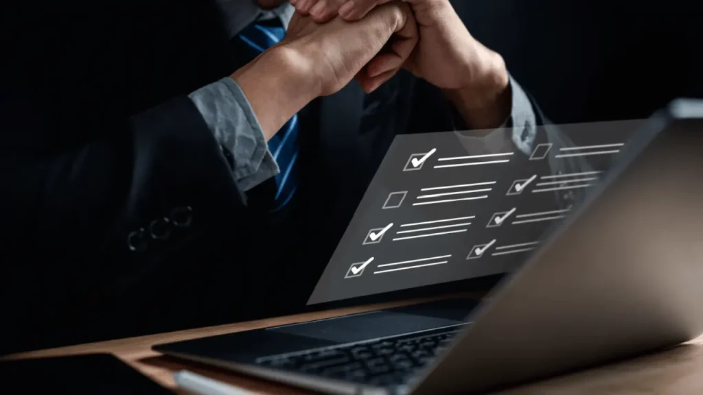 Online reputation management for lawyers checklist on digital screen