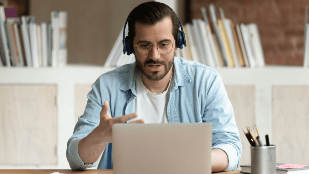 Attorney reviewing mass tort leads on laptop during virtual consultation