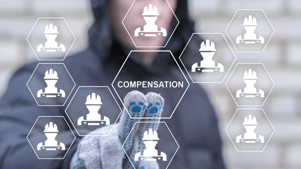 Workers compensation leads attorney network concept with construction workers